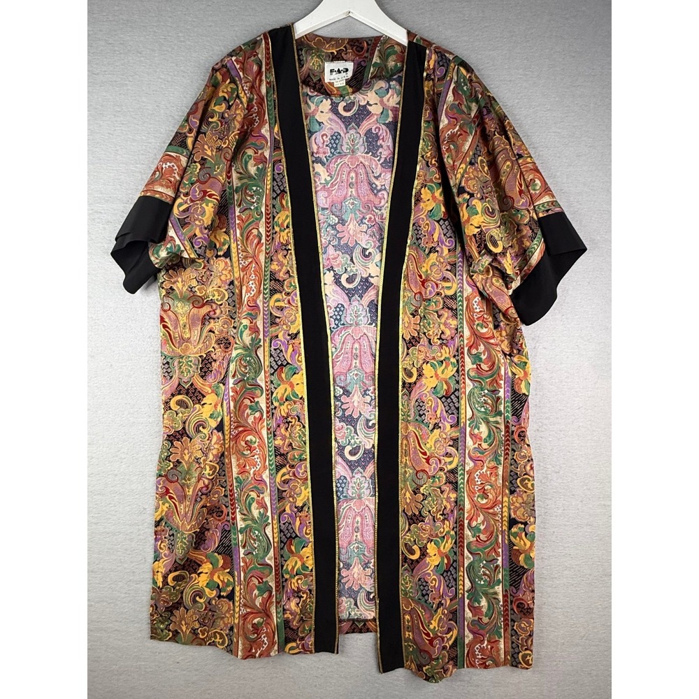 FAD Kimono Robe Womens One Size Paisley‎ Vintage 80s Made in USA Boho Maximalist